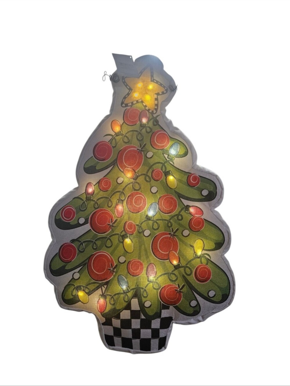 Door Hanger Light Up Evergreen Christmas 9 Mode Battery Operated New!
